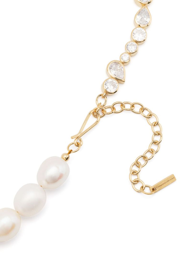 Gold Vermeil the Temporal Anomaly Pearl and Crystal Necklace