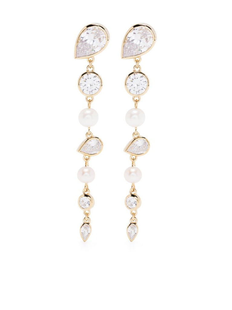Gold Vermeil the Light of the Past Crystal and Pearl Drop Earrings