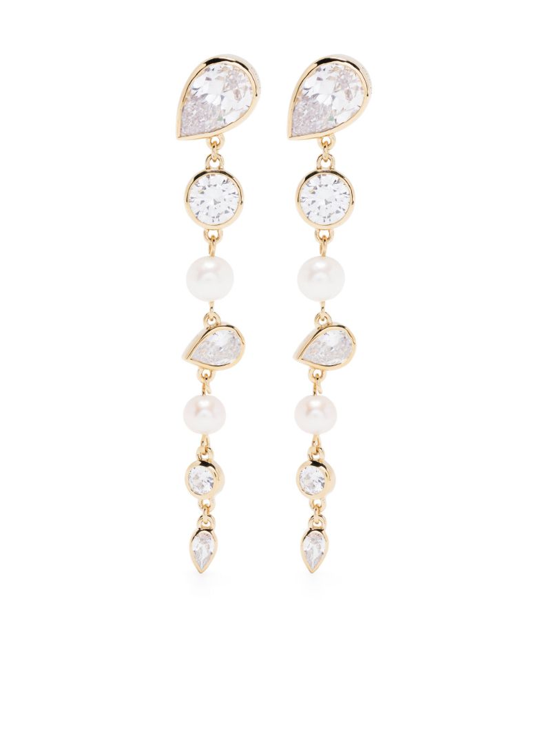 Gold Vermeil the Light of the Past Crystal and Pearl Drop Earrings