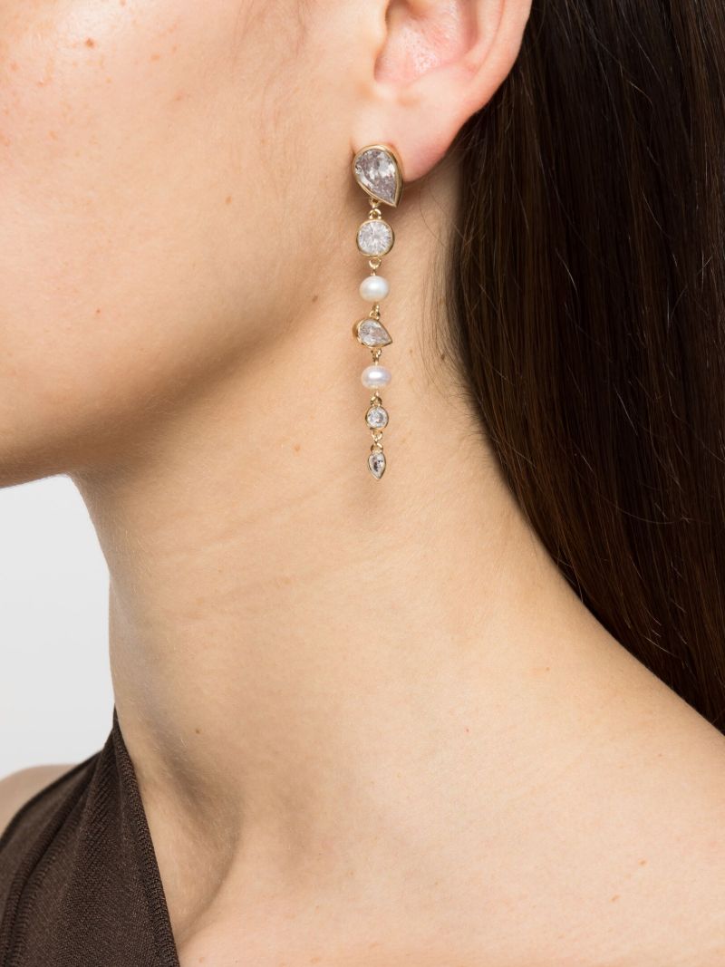 Gold Vermeil the Light of the Past Crystal and Pearl Drop Earrings