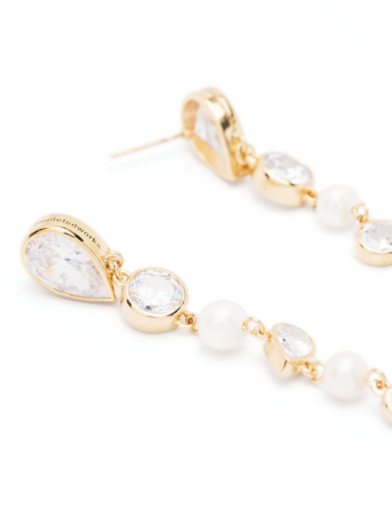 Gold Vermeil the Light of the Past Crystal and Pearl Drop Earrings