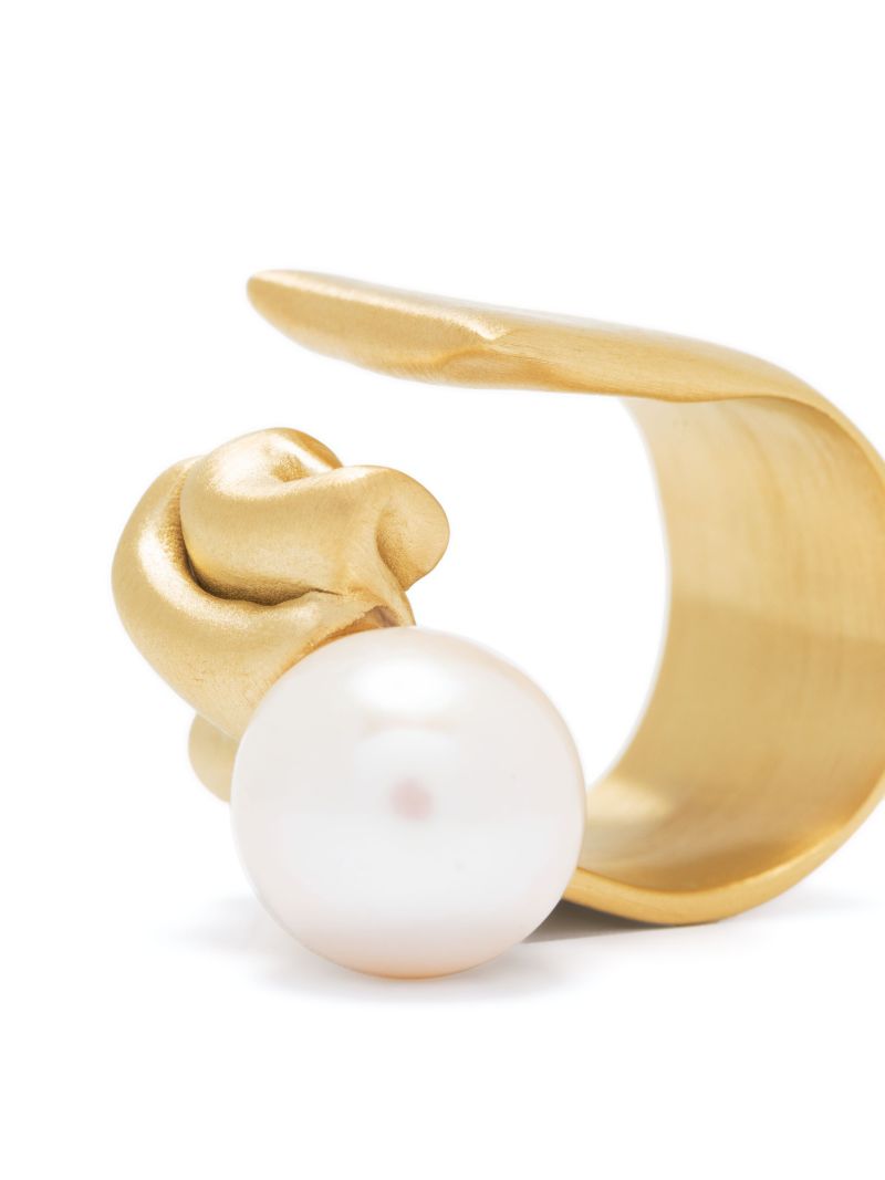 Gold Vermeil Crumple Pearl Ring