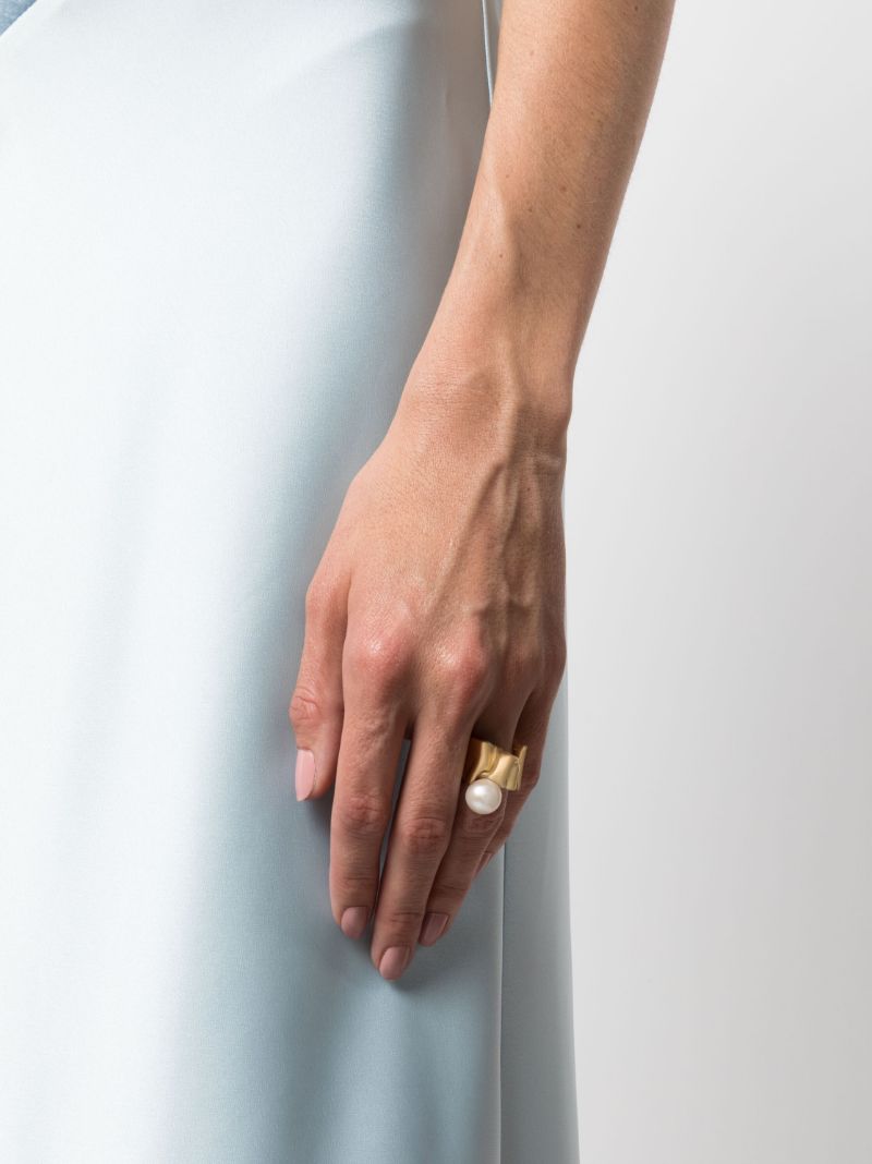 Gold Vermeil Crumple Pearl Ring