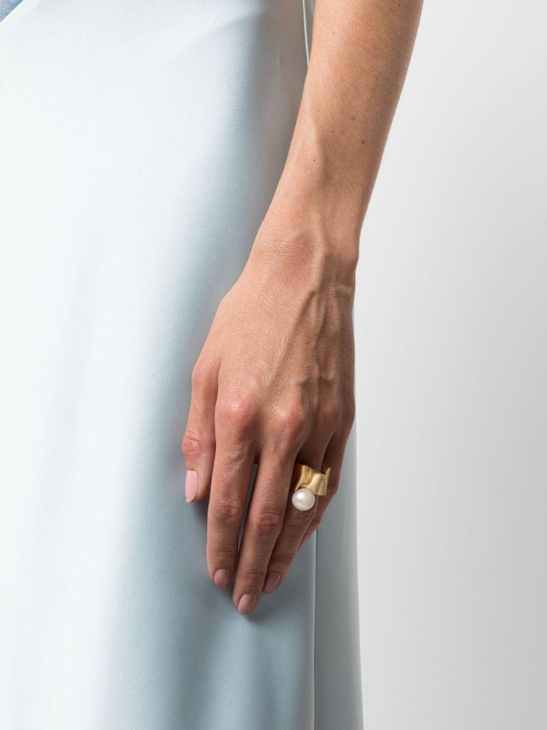 Gold Vermeil Crumple Pearl Ring