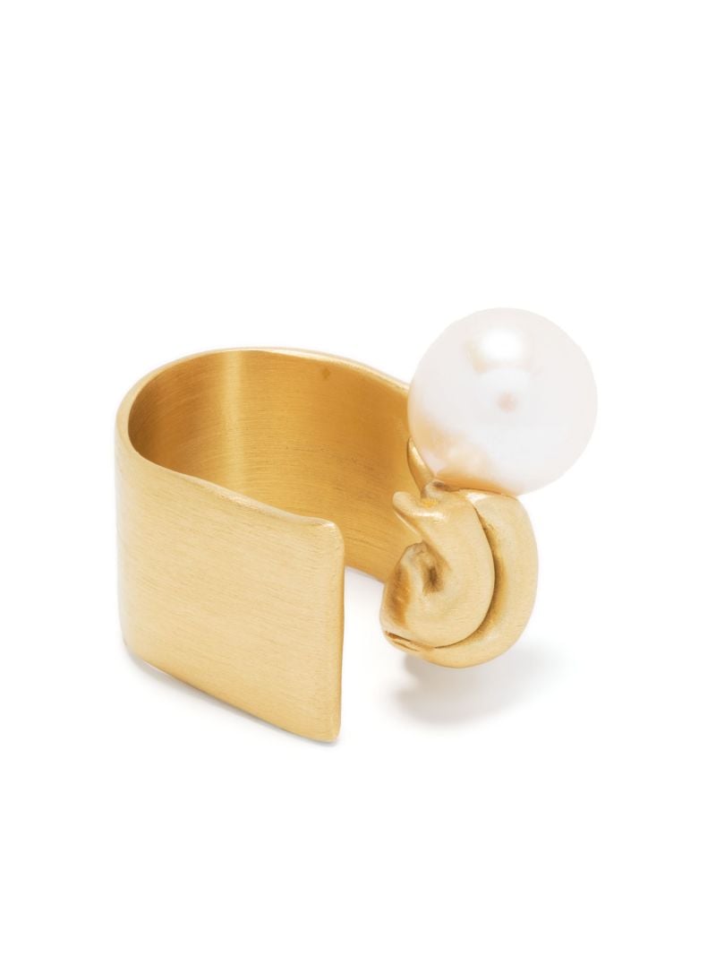 Gold Vermeil Crumple Pearl Ring