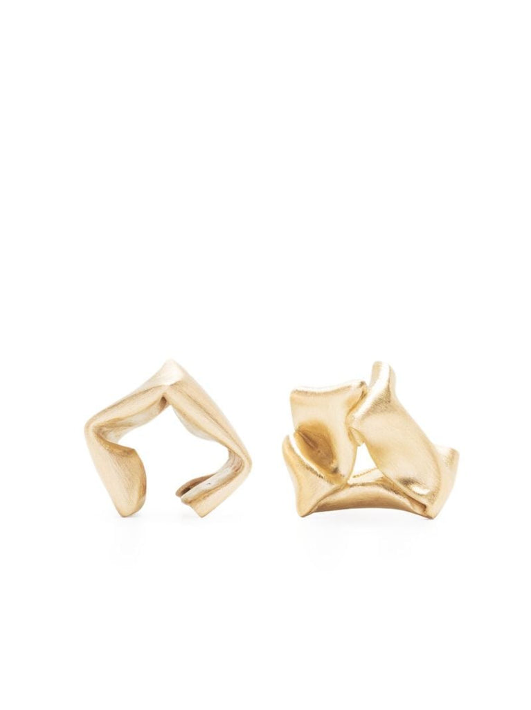 Gold Vermeil Folded, Then Crumpled Hoop Earrings