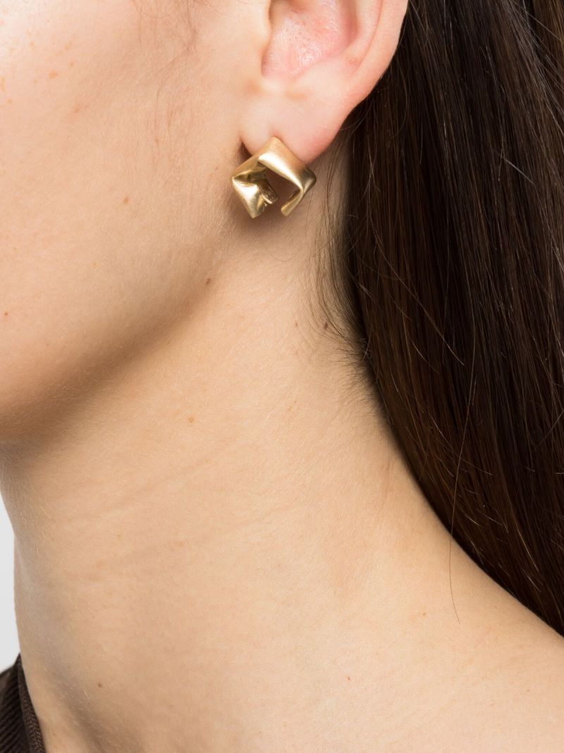 Gold Vermeil Folded, Then Crumpled Hoop Earrings