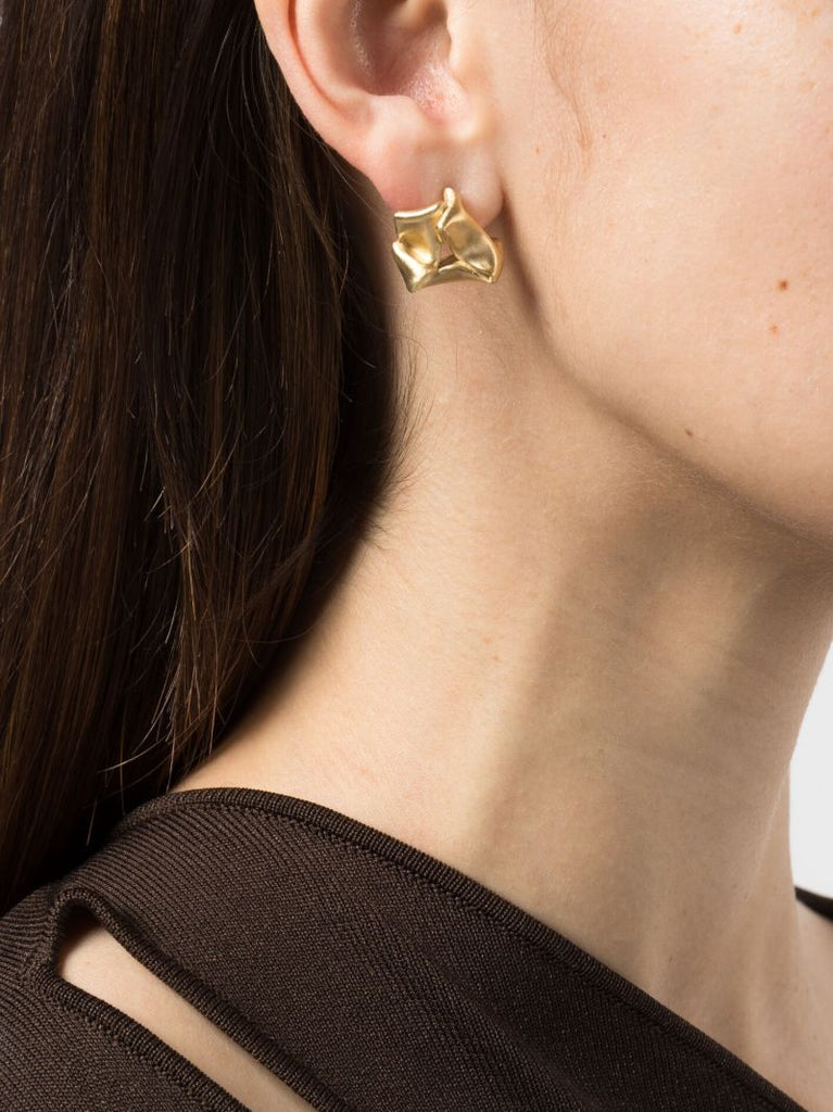 Gold Vermeil Folded, Then Crumpled Hoop Earrings