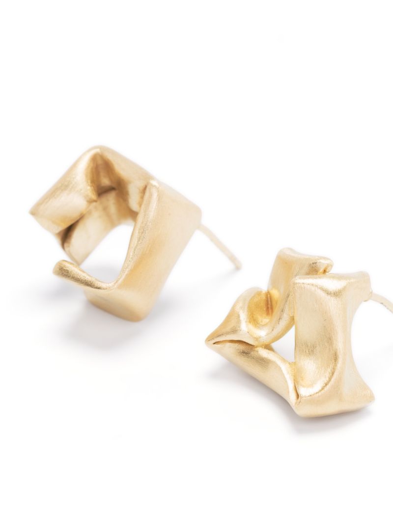 Gold Vermeil Folded, Then Crumpled Hoop Earrings