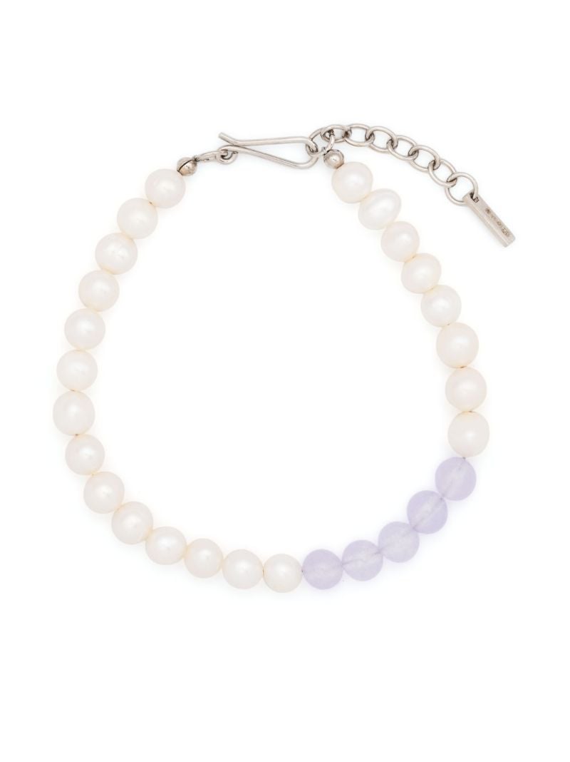 Platinum-plated So Far So Good Pearl and Jade Bracelet