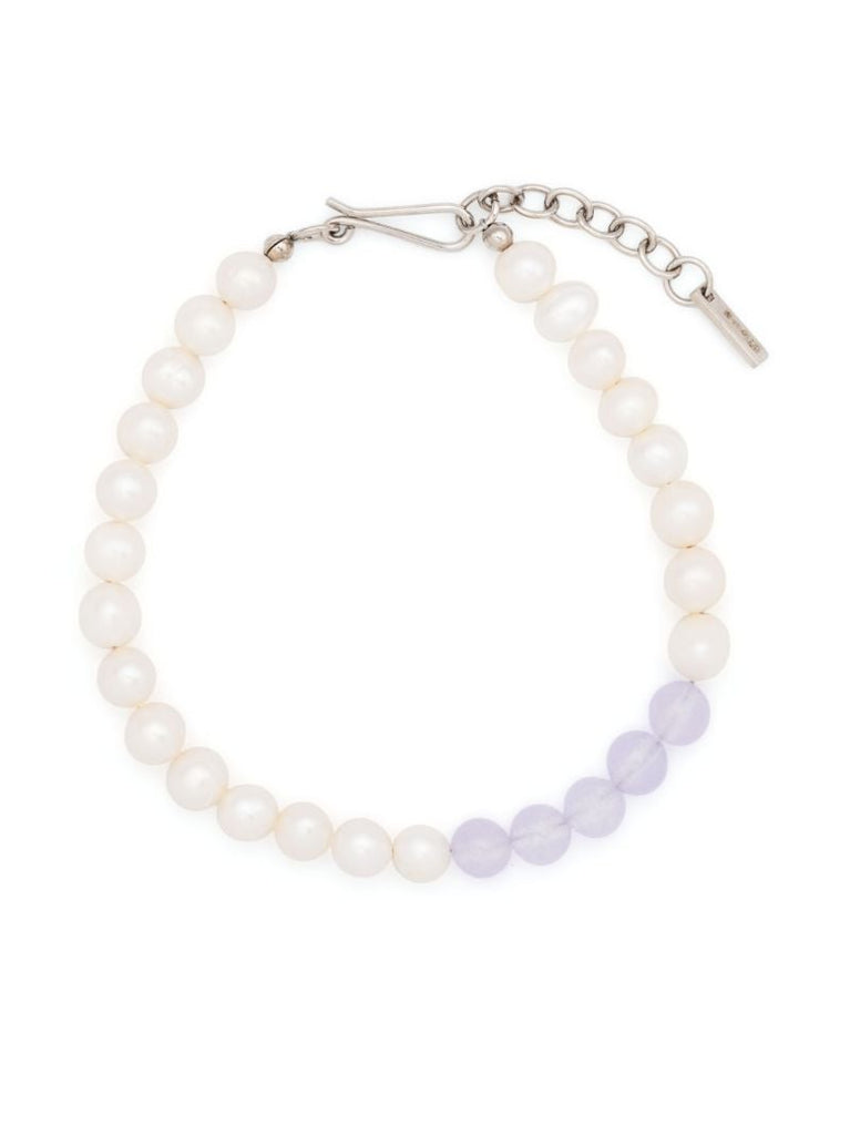 Platinum-plated So Far So Good Pearl and Jade Bracelet