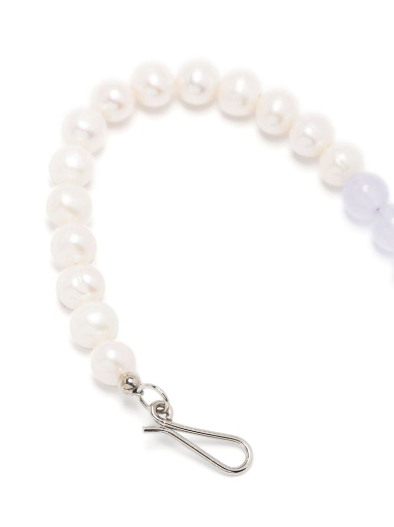 Platinum-plated So Far So Good Pearl and Jade Bracelet