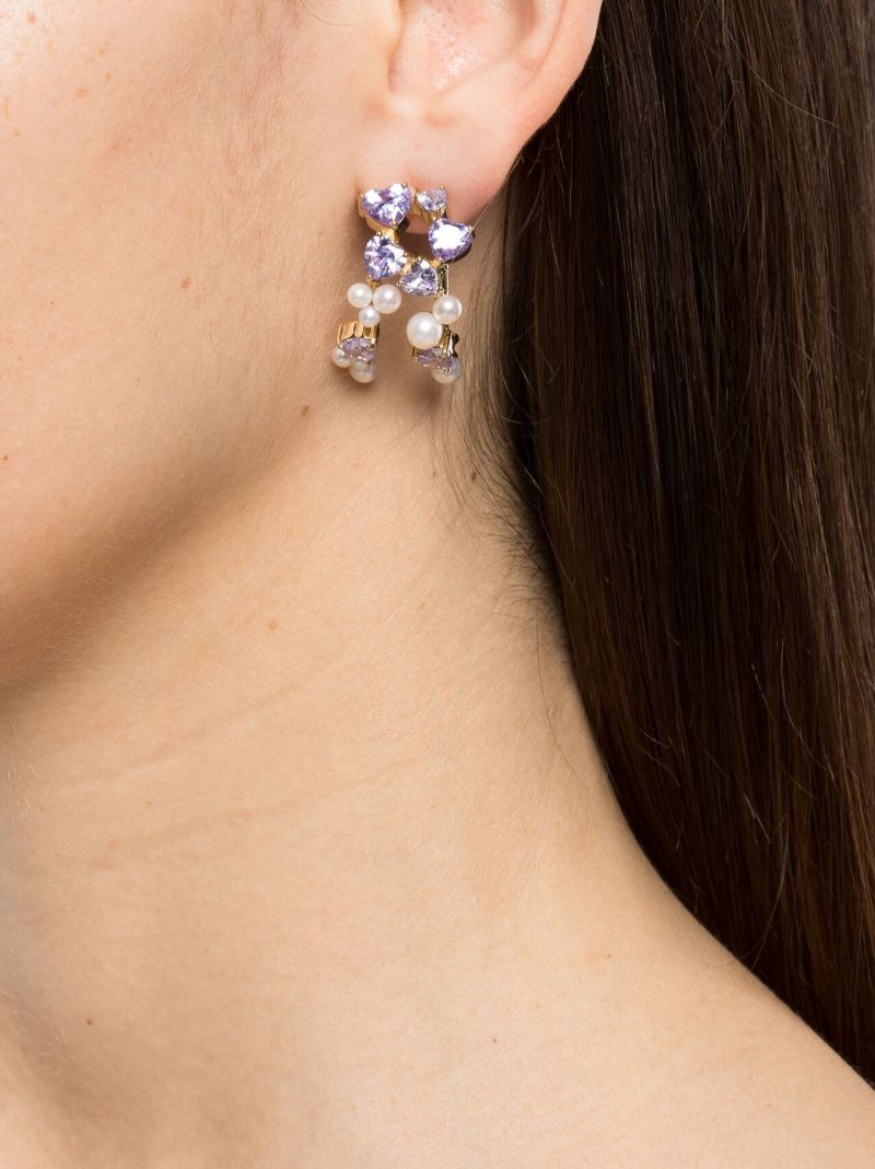 Gold Vermeil P96 Crystal and Pearl Single Hoop Earring