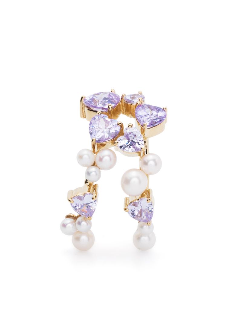 Gold Vermeil P96 Crystal and Pearl Single Hoop Earring
