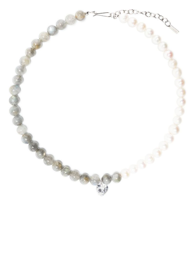 Sterling Silver P102 Pearl, Labradorite and Crystal Necklace