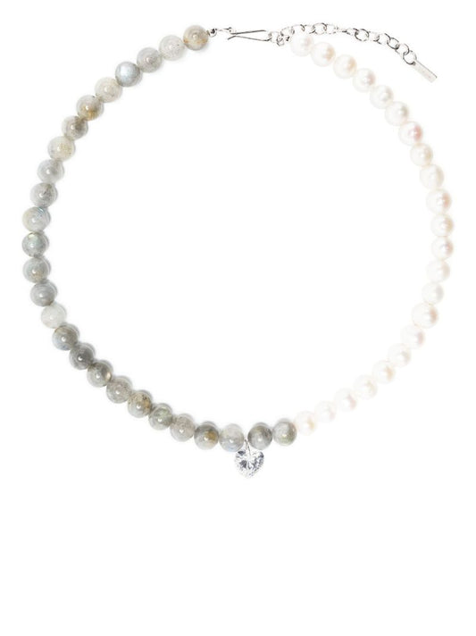 Sterling Silver P102 Pearl, Labradorite and Crystal Necklace