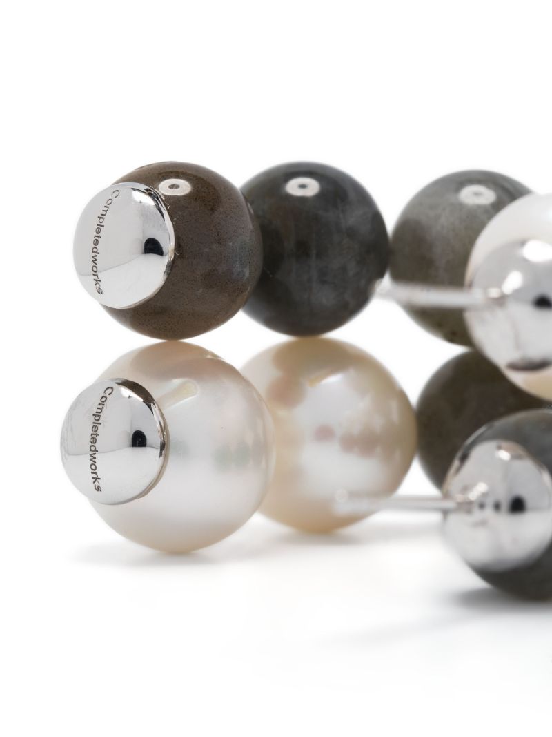Sterling Silver P100 Pearl and Labradorite Hoop Earrings