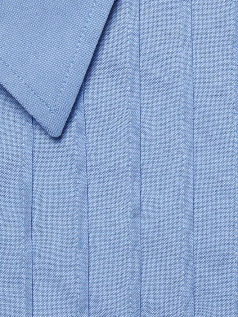 Blue Pleated Oxford Cotton Shirt