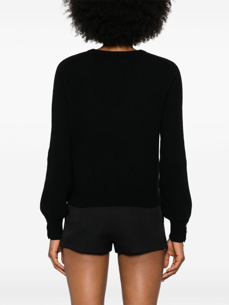 Black Logo-embossed Wool Cardigan