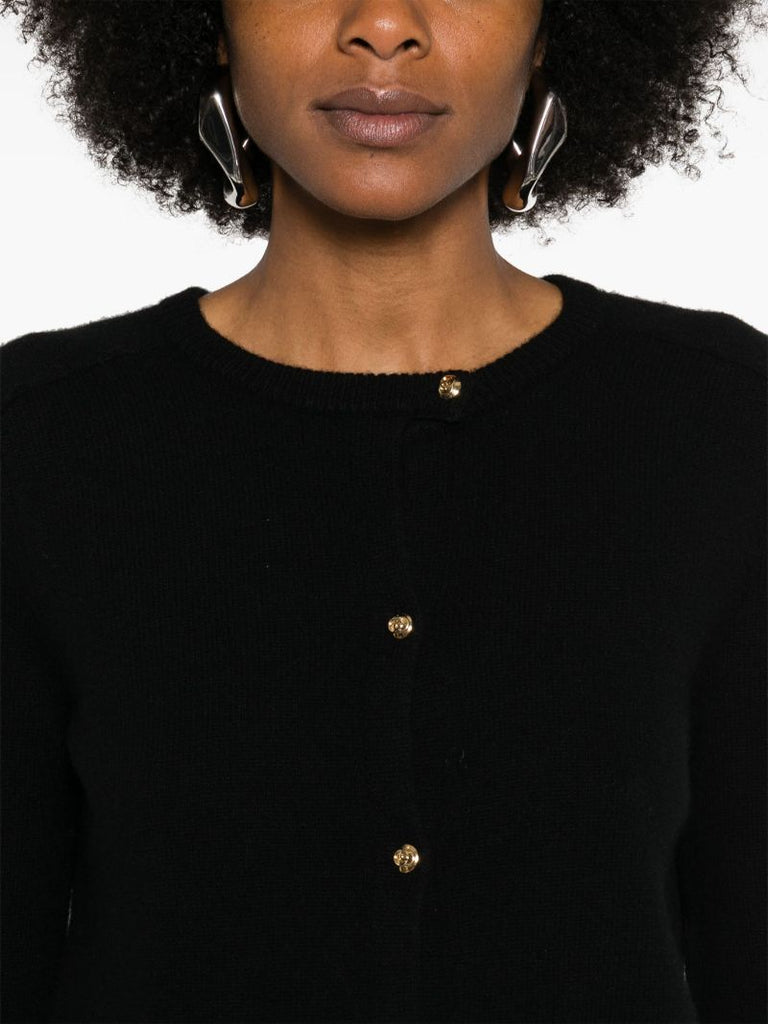 Black Logo-embossed Wool Cardigan