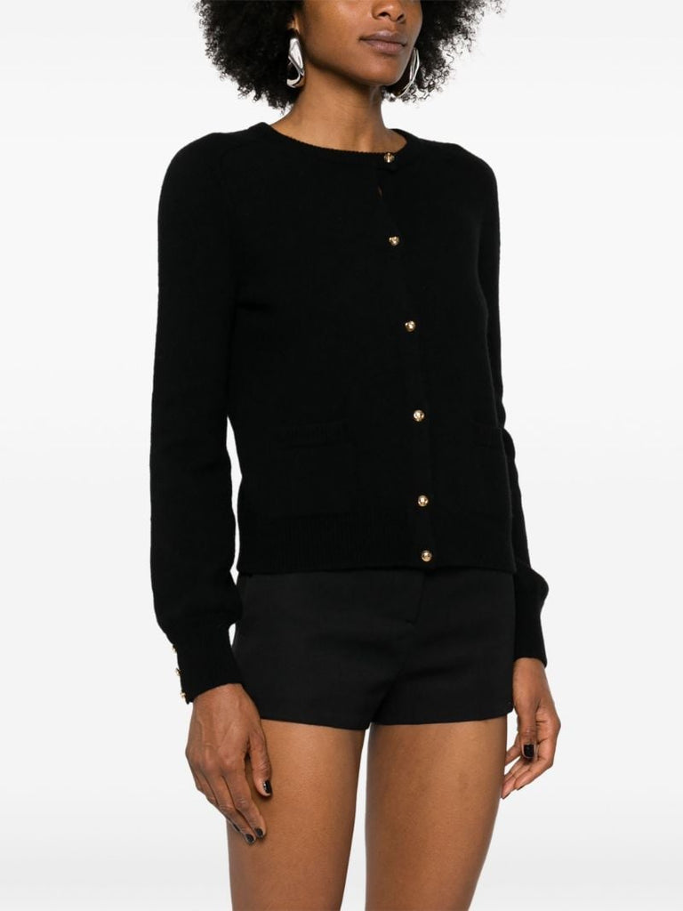 Black Logo-embossed Wool Cardigan