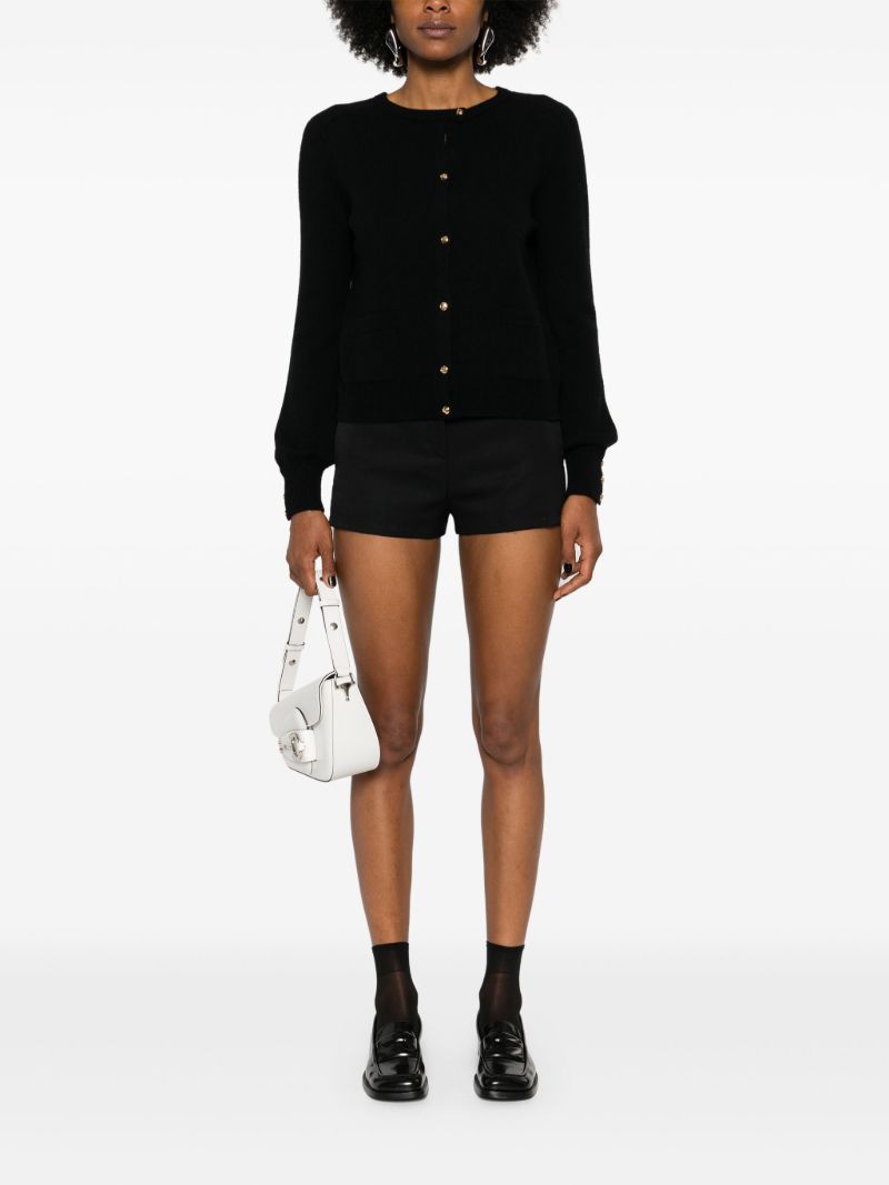 Black Logo-embossed Wool Cardigan