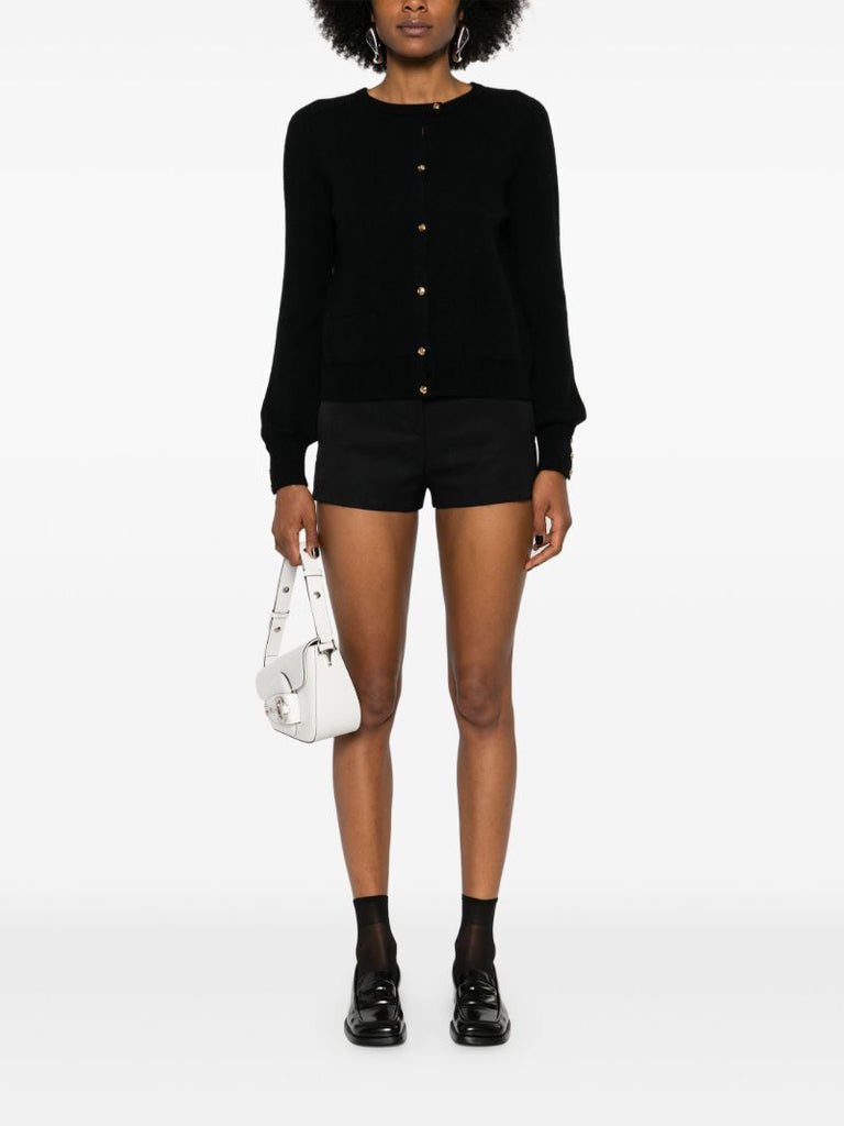Black Logo-embossed Wool Cardigan