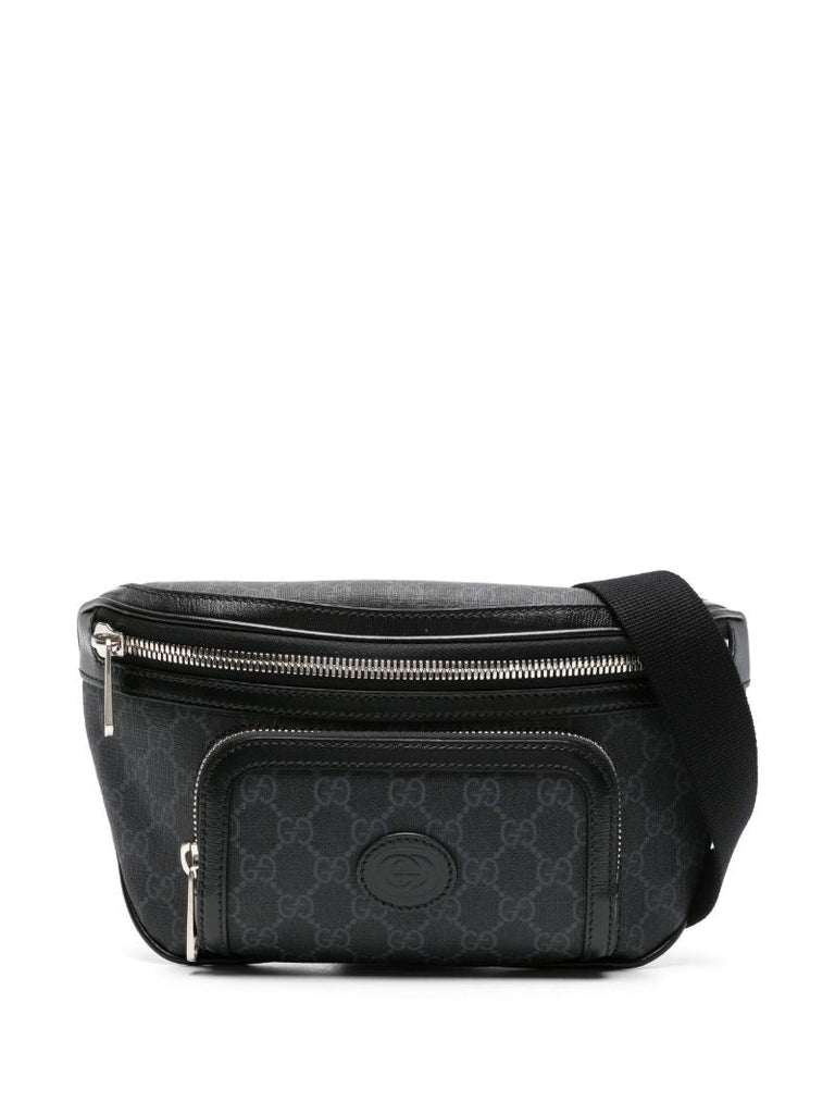 Black Gg Large Canvas Belt Bag