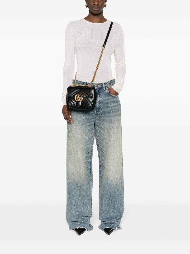 Black Gg Marmont Mini Leather Shoulder Bag