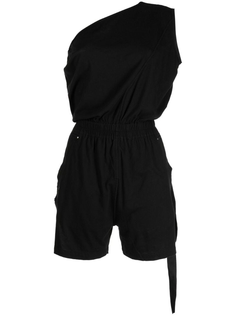 Black One-shoulder Cotton Playsuit