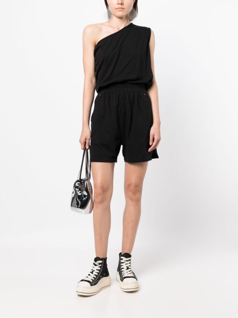 Black One-shoulder Cotton Playsuit