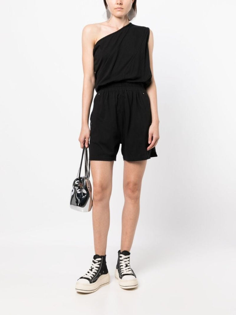 Black One-shoulder Cotton Playsuit