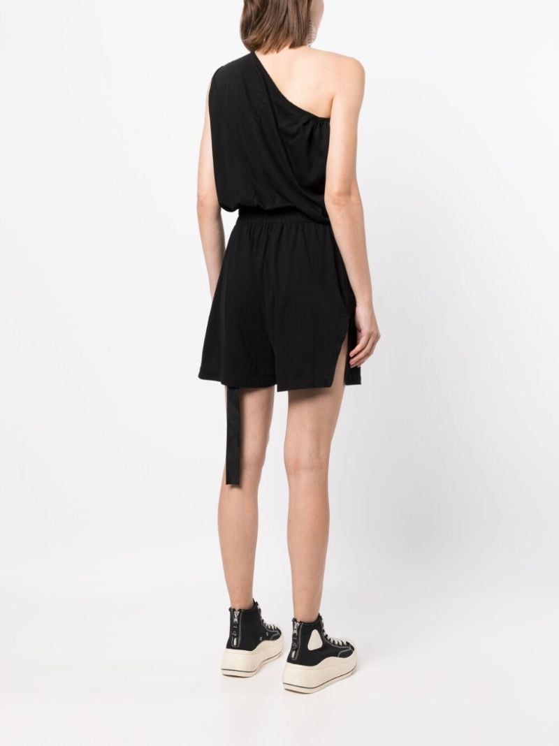 Black One-shoulder Cotton Playsuit
