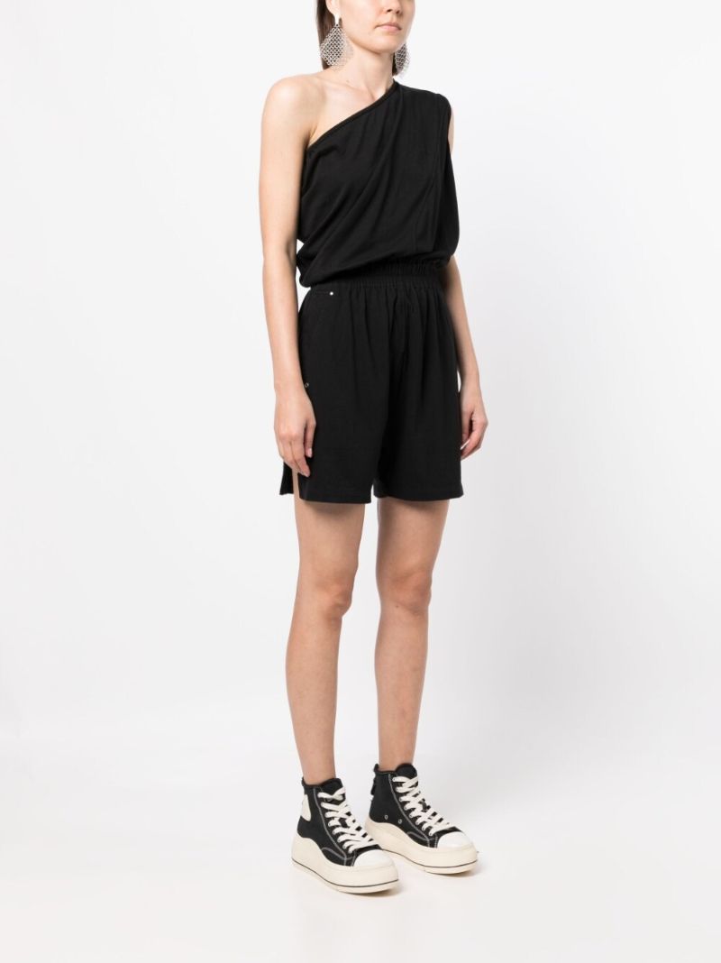 Black One-shoulder Cotton Playsuit