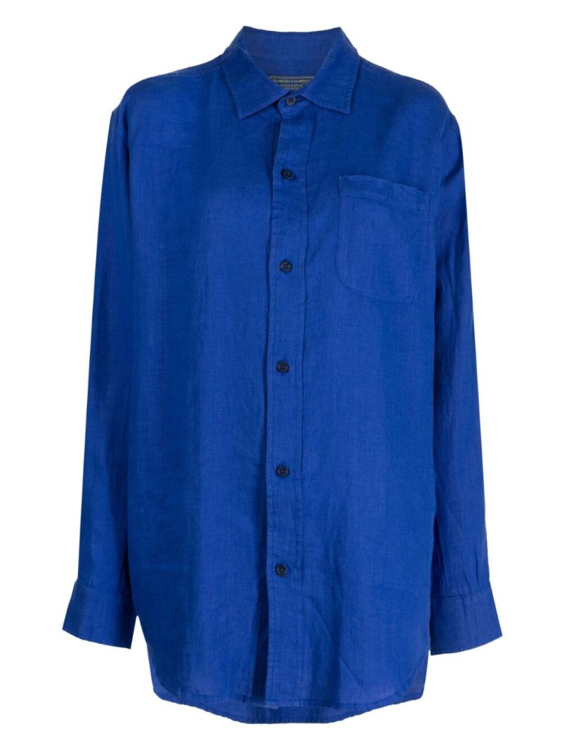 Blue Long-sleeved Linen Shirt