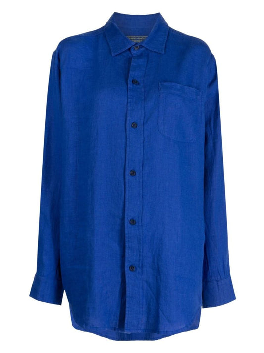 Blue Long-sleeved Linen Shirt
