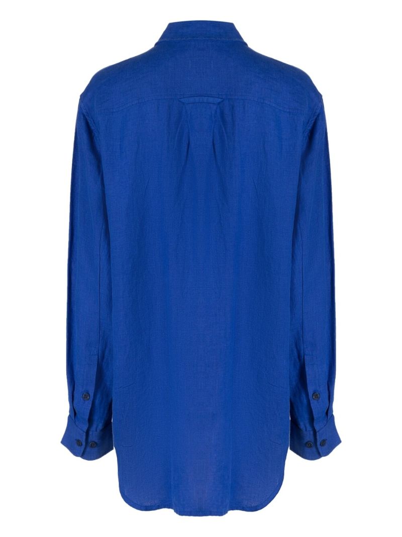 Blue Long-sleeved Linen Shirt