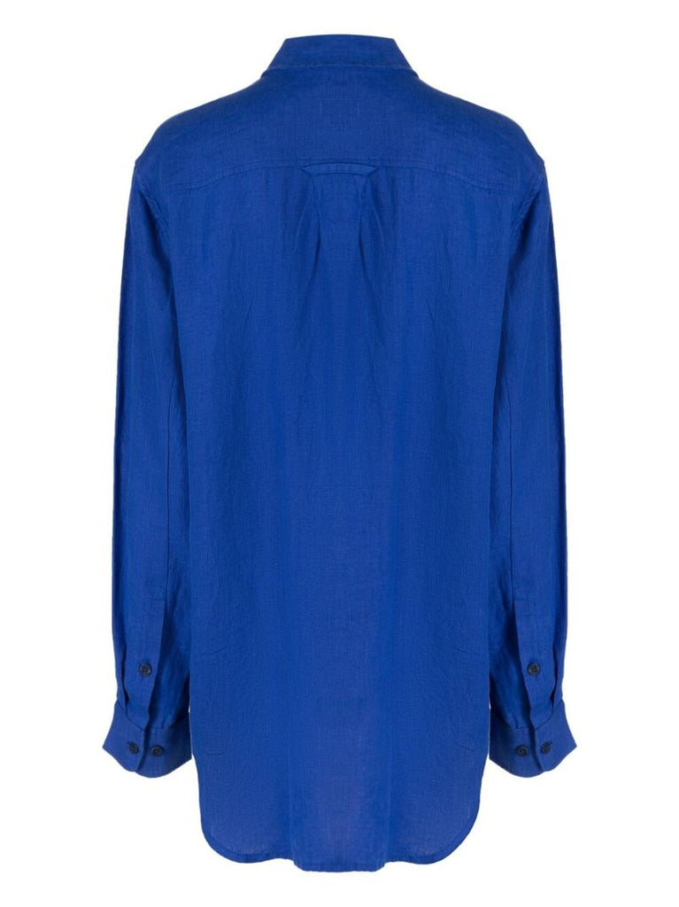 Blue Long-sleeved Linen Shirt
