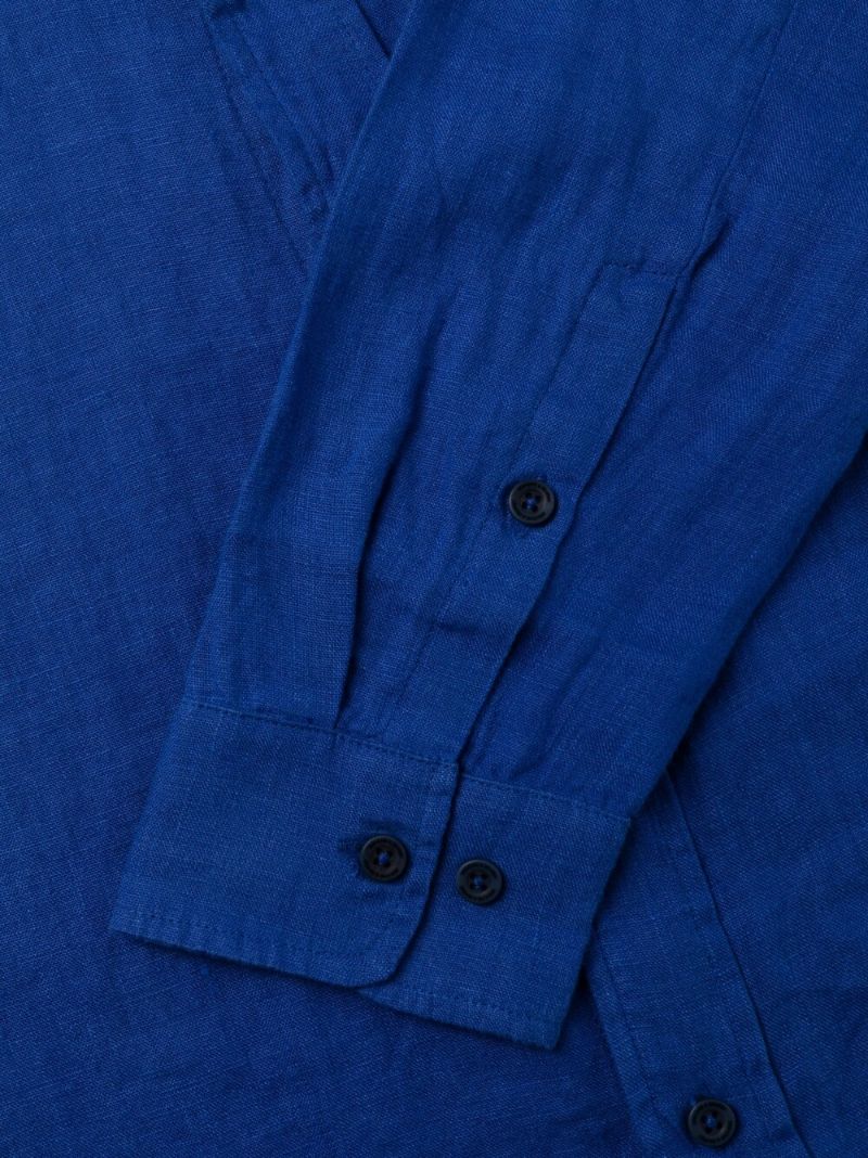 Blue Long-sleeved Linen Shirt