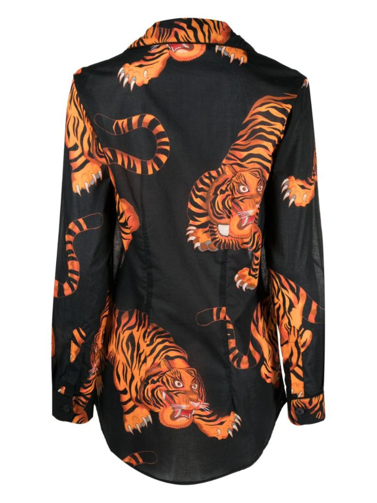 Black and Orange Tiger Print Cotton Pyjamas