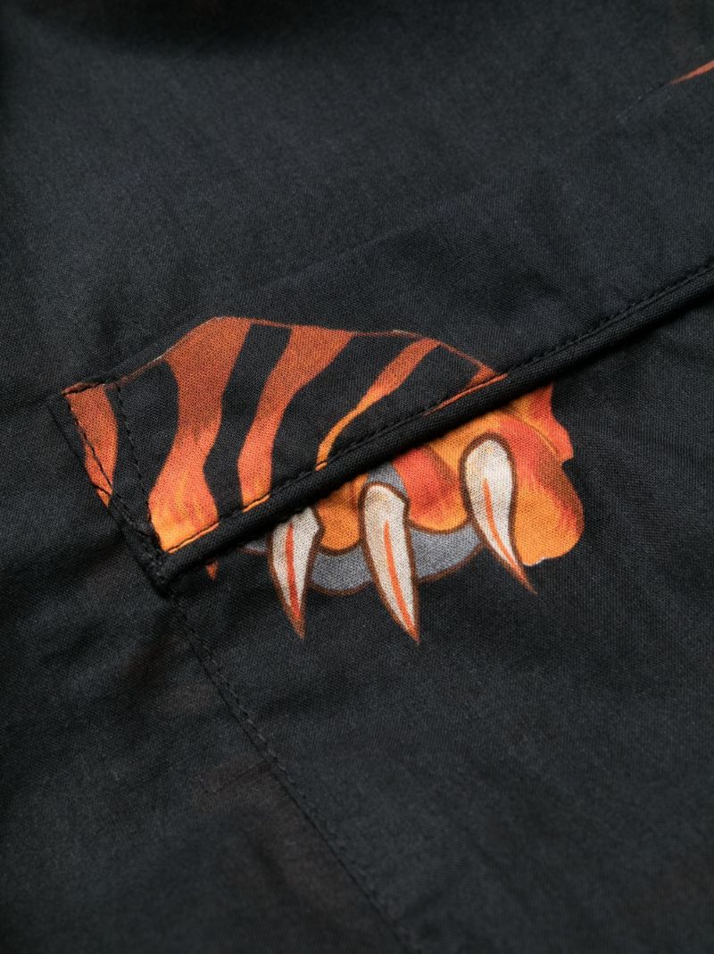 Black and Orange Tiger Print Cotton Pyjamas