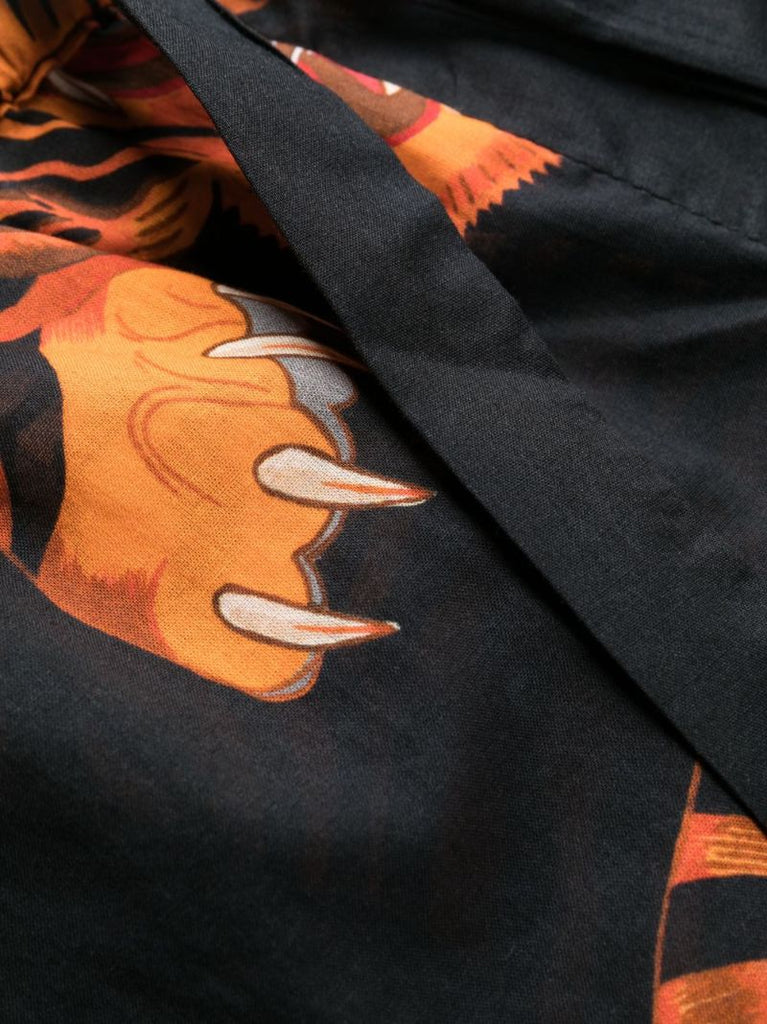 Black and Orange Tiger Print Cotton Pyjamas