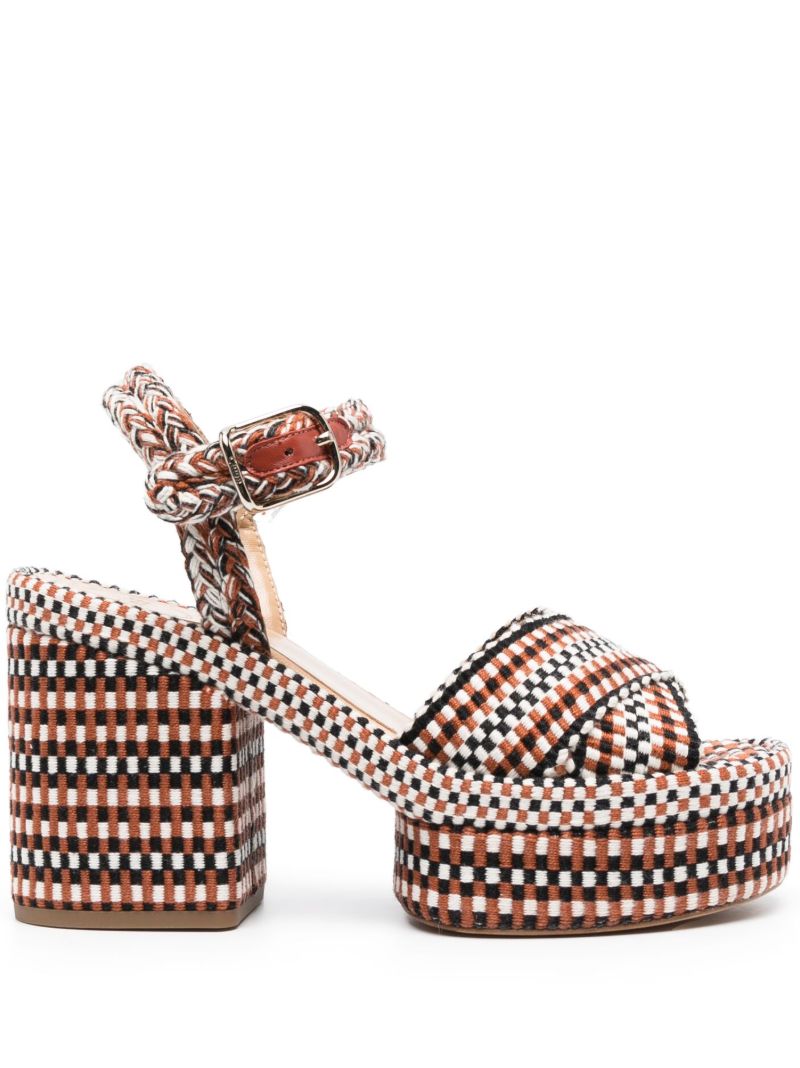 Red Odina 90 Woven Platform Sandals