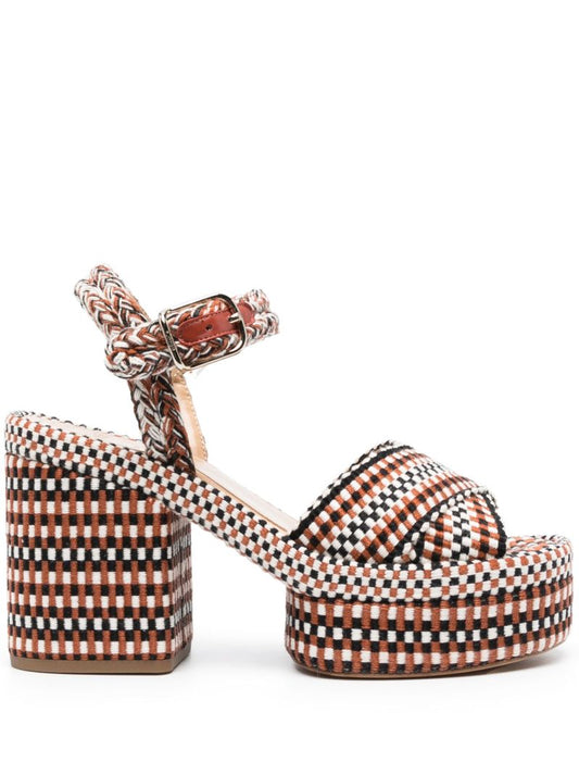 Red Odina 90 Woven Platform Sandals