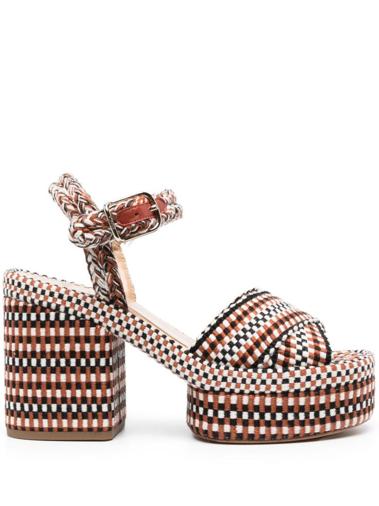 Red Odina 90 Woven Platform Sandals