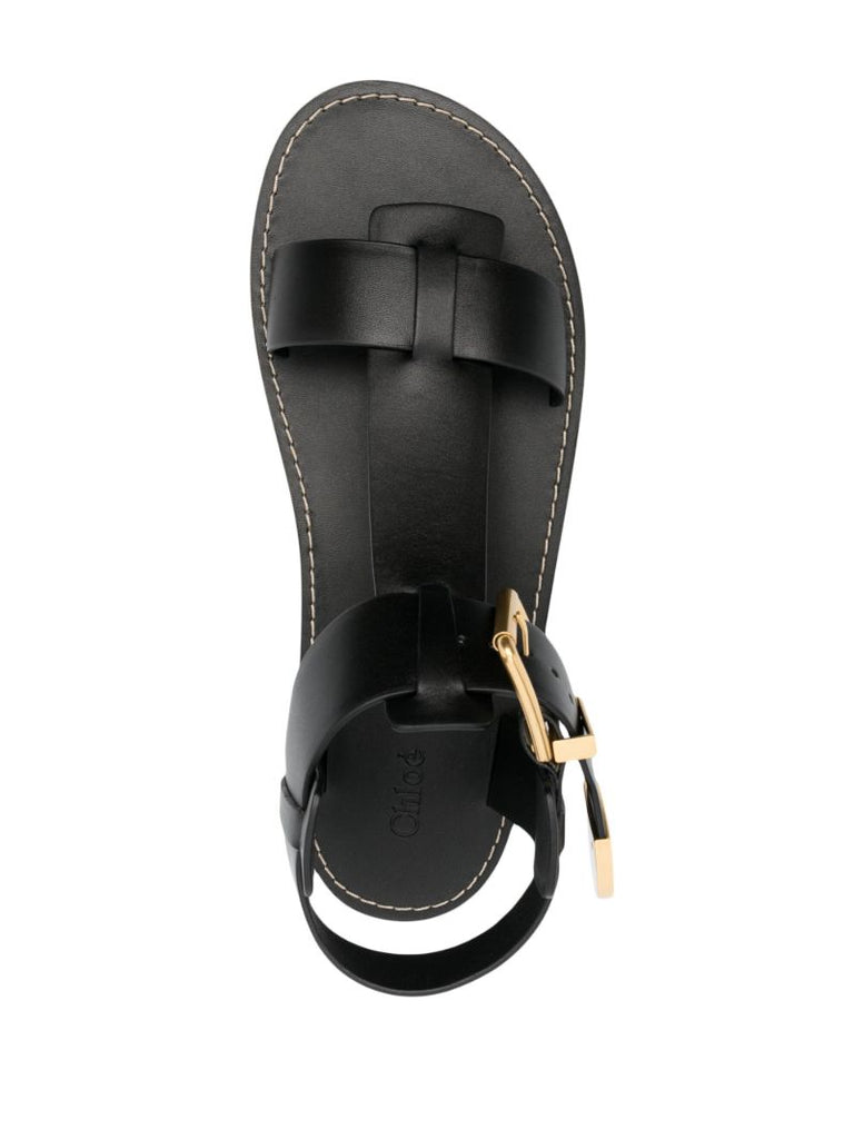 Black Rebecca Flat Sandals