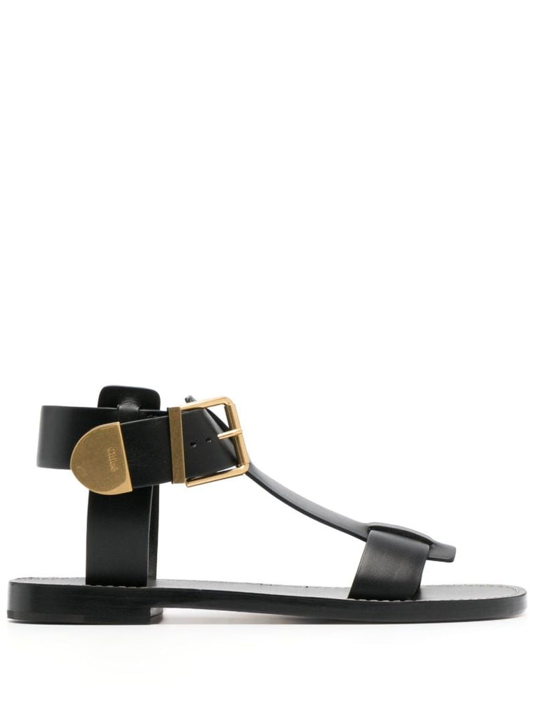 Black Rebecca Flat Sandals