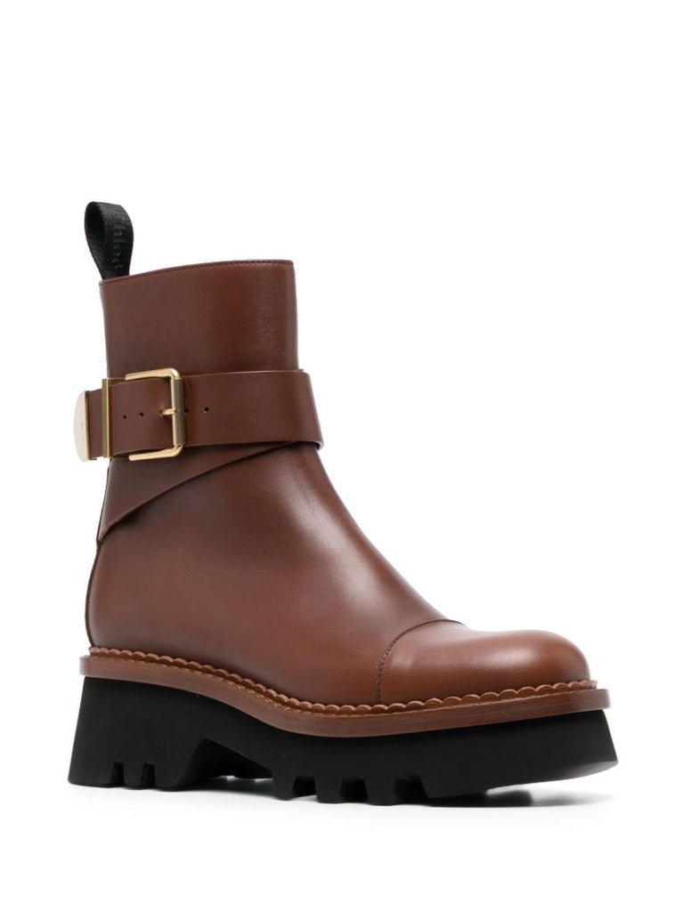 Brown Owena Leather Ankle Boots