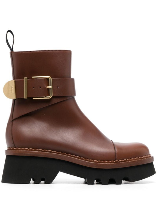 Brown Owena Leather Ankle Boots