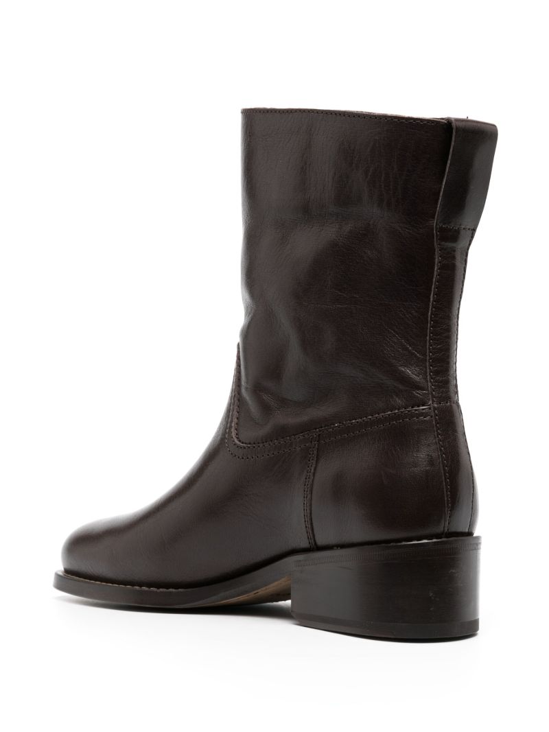 Brown Oblique Tube Leather Boots